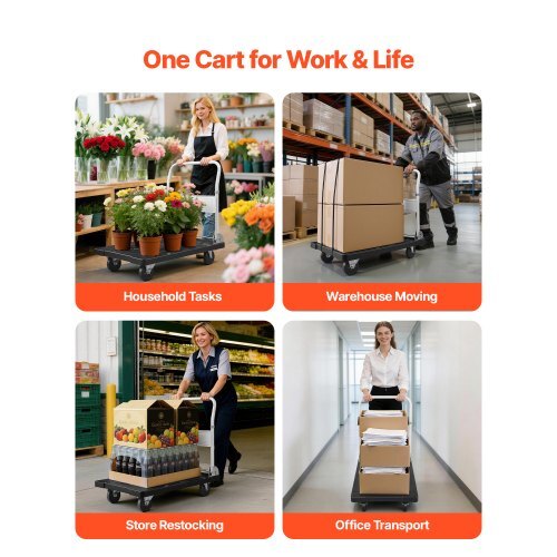 Foldable Push Cart Dolly, 660 lbs Capacity, Folding Platform Truck with Swivel Wheels, Moving Platform Hand Truck Flatbed Cart, Space Saving Push Handle, for Easy Storage, 35.2 x 23.4 x 33.5 in - American Smart