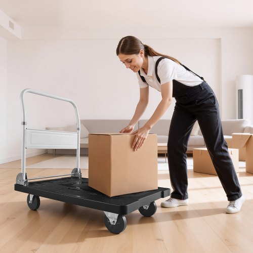 Foldable Push Cart Dolly, 660 lbs Capacity, Folding Platform Truck with Swivel Wheels, Moving Platform Hand Truck Flatbed Cart, Space Saving Push Handle, for Easy Storage, 35.2 x 23.4 x 33.5 in - American Smart