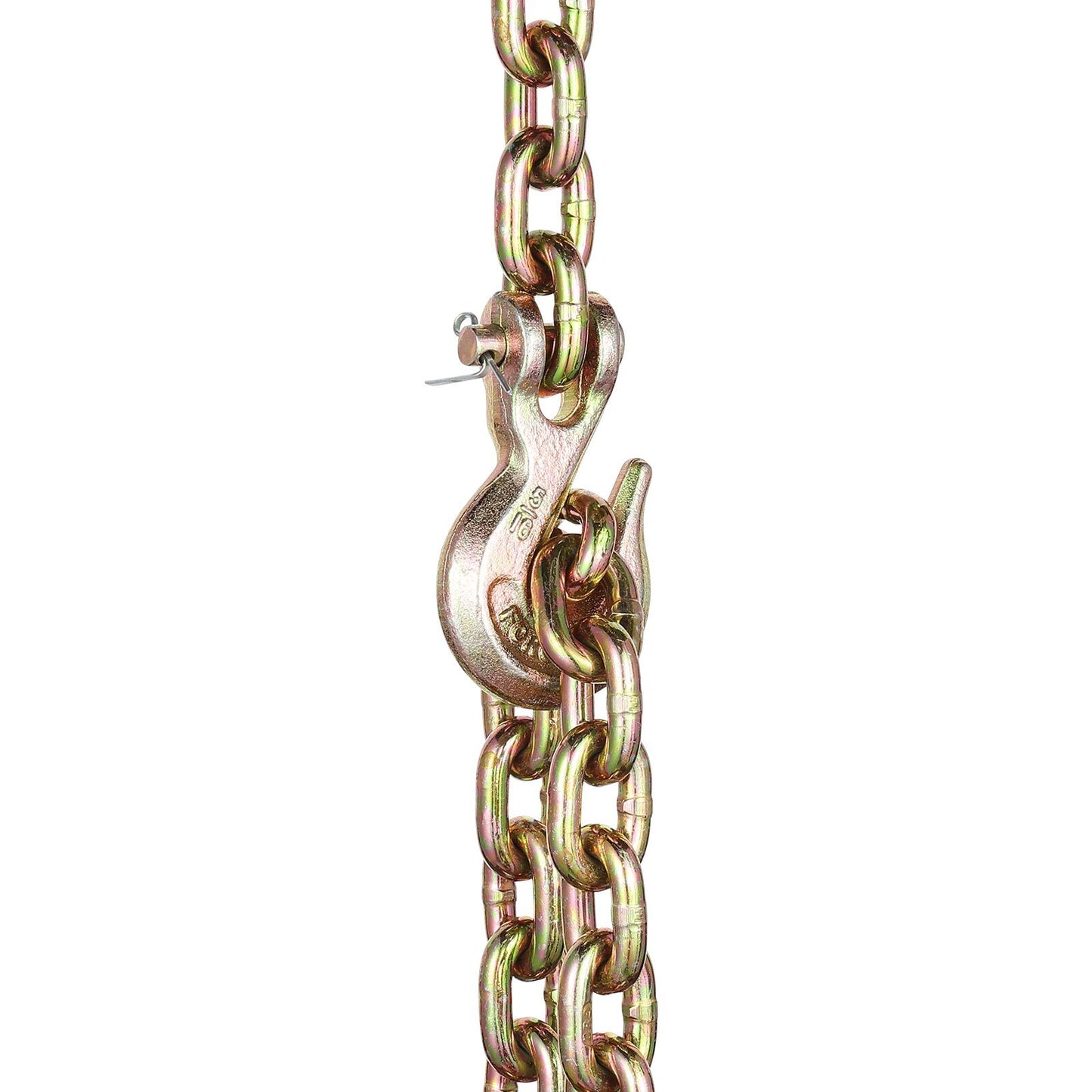G80 Transport Binder Chain, 5/16" x 10.3' Tow Chain with Clevis Grab Hooks, 4900 lbs Safe Working Load, Heavy Duty Trailer Logging Chain for Transporting Towing Truck Tie Down Binding Equipment