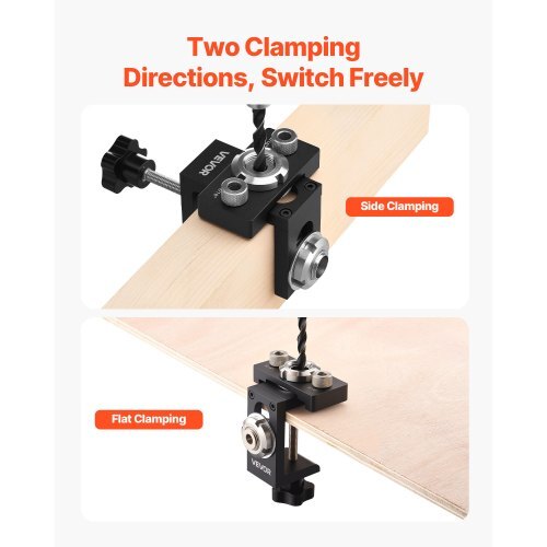 Doweling Jig Kit, Self Centering Dowel Drill Jig for Straight Holes, Aluminum Alloy Woodworking Joints Tool with 3 Size Drill Bits 5/16", 3/8", and 19/32", Adjustable Width, for Wood Working