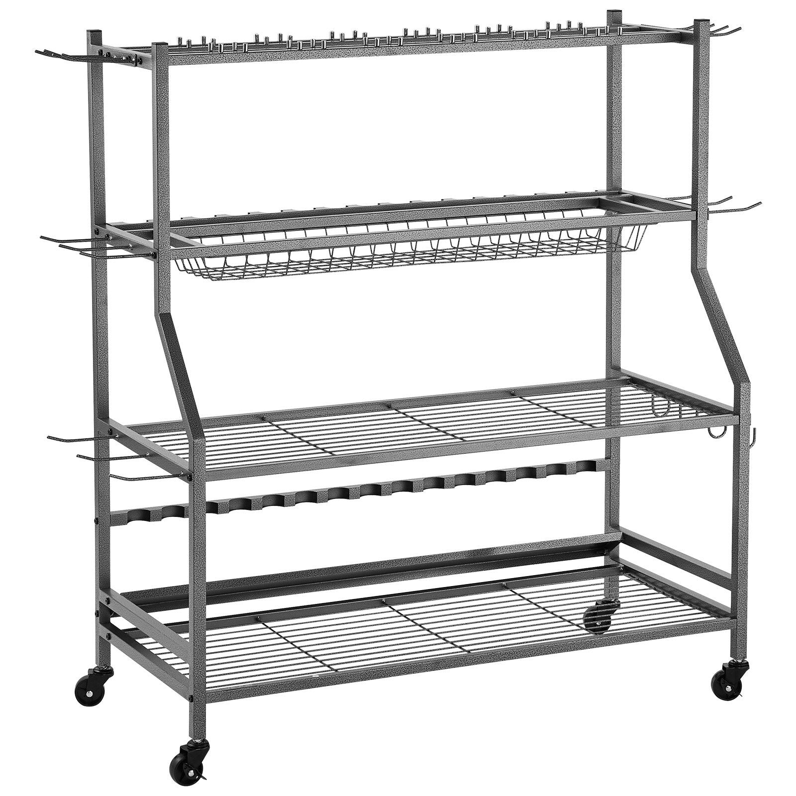 Fishing Rod Holder for 15-Rods, Mobile Fishing Pole Rack Cart with Wheels, Fish Gear Equipment Organizer for Garage Home Indoor Use, for Tackle Box Reel Accessories Storage, Gifts for Men - American Smart