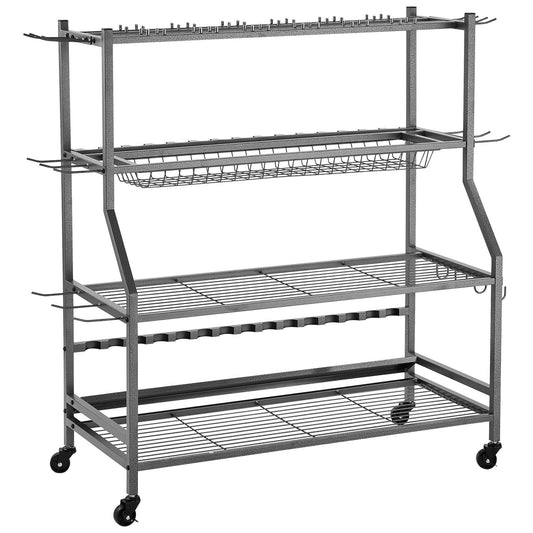 Fishing Rod Holder for 15-Rods, Mobile Fishing Pole Rack Cart with Wheels, Fish Gear Equipment Organizer for Garage Home Indoor Use, for Tackle Box Reel Accessories Storage, Gifts for Men - American Smart
