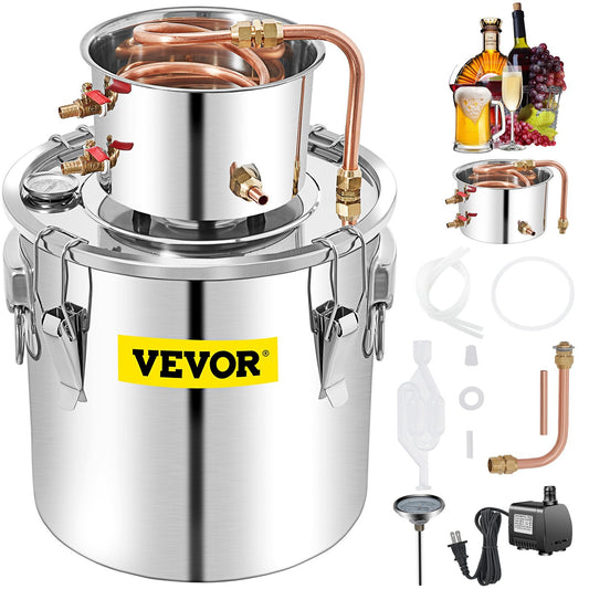 Alcohol Still 13.2Gal/50L, Alcohol Distiller with Circulating Pump, Alcohol Still Copper Tube, Whiskey Distilling Kit with Build-In Thermometer, Whiskey Making Kit for DIY Alcohol, Stainless Ste - American Smart