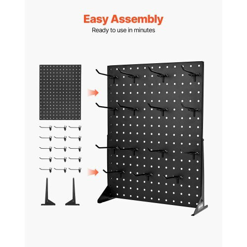 Pegboard Display Stand, 17 x 13 Inch Tabletop Pegboard Display Stand with 15 Hooks, Thickened Cold-Rolled Steel Peg Board Panel for Grocery, Retail Store and Jewelry Shop, Black (1 PCS) - American Smart