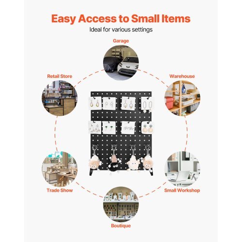 Pegboard Display Stand, 17 x 13 Inch Tabletop Pegboard Display Stand with 15 Hooks, Thickened Cold-Rolled Steel Peg Board Panel for Grocery, Retail Store and Jewelry Shop, Black (1 PCS) - American Smart
