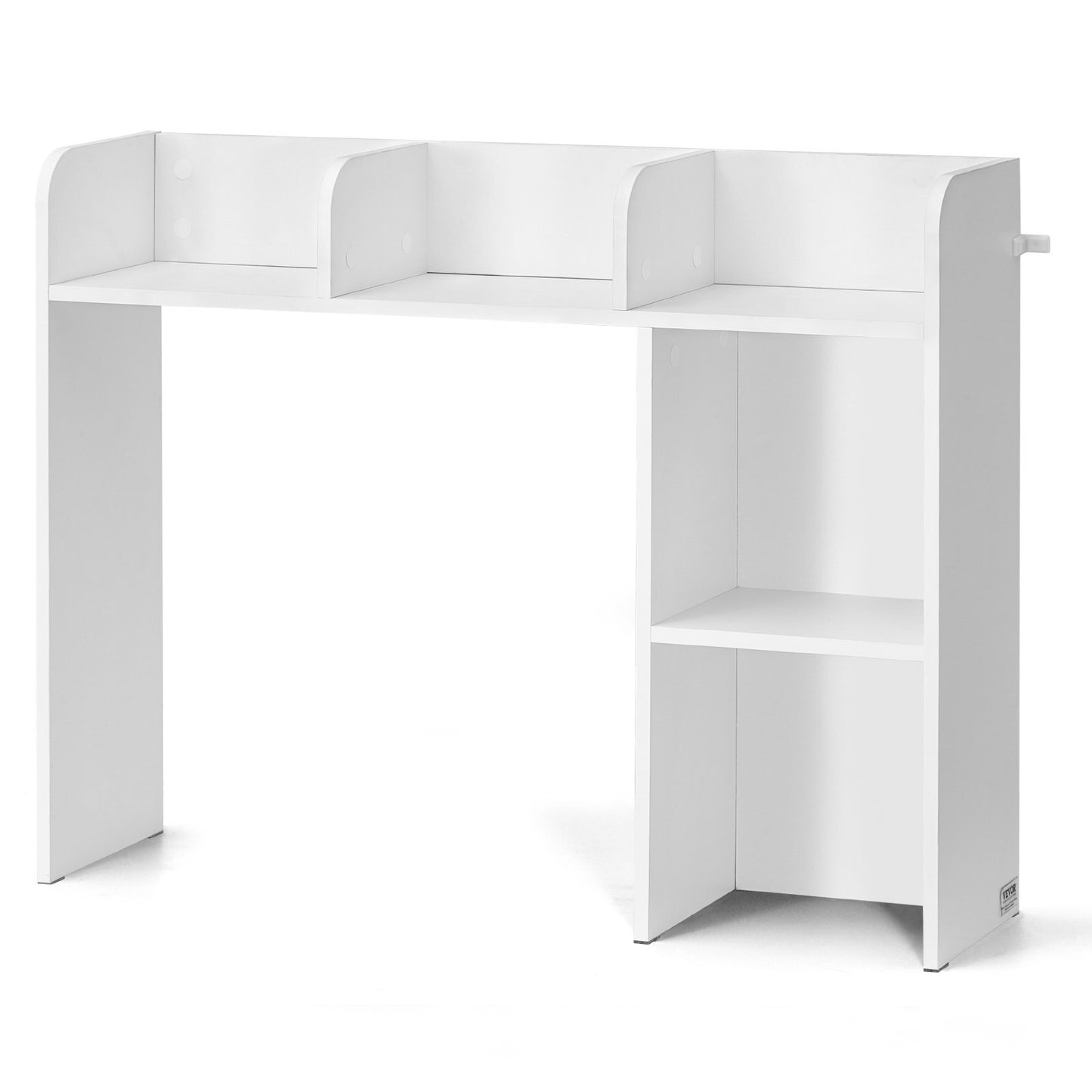 Desktop Bookshelf, 2-Tier Desktop Storage Organizer, 37.2" x 9.5" x 28.9" Office Storage Rack Wood Display Shelf, Desktop Bookshelf Hutch with Anti-Slip Feet Pads, for Office, Home & Dorm, White