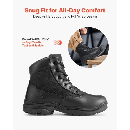 Men's Military Tactical Boots, 6 inch Combat Hiking Work Boots, Lightweight & Breathable & Sturdy Mens Motorcycle Interceptor Trooper Boot, for Outdoor Security Mountaineering, US Size 9