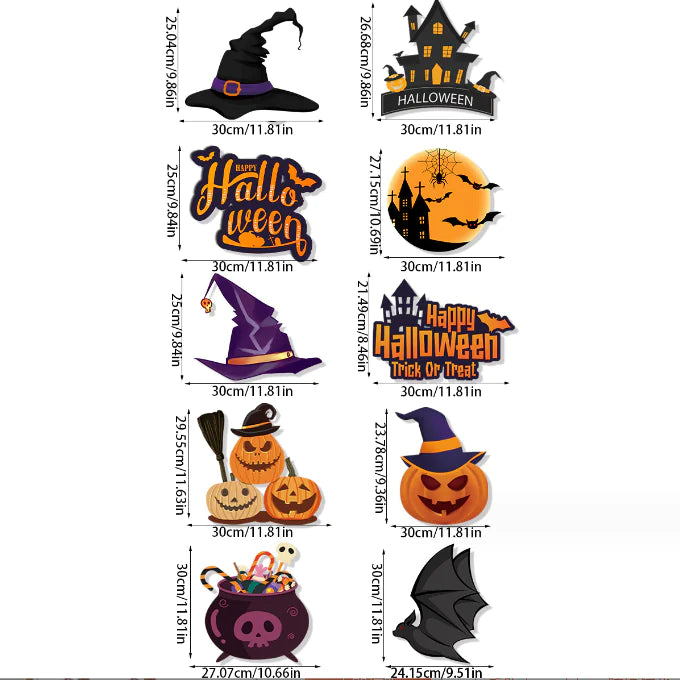 10PCS Halloween Door Hanging Banner Home Decoration Set