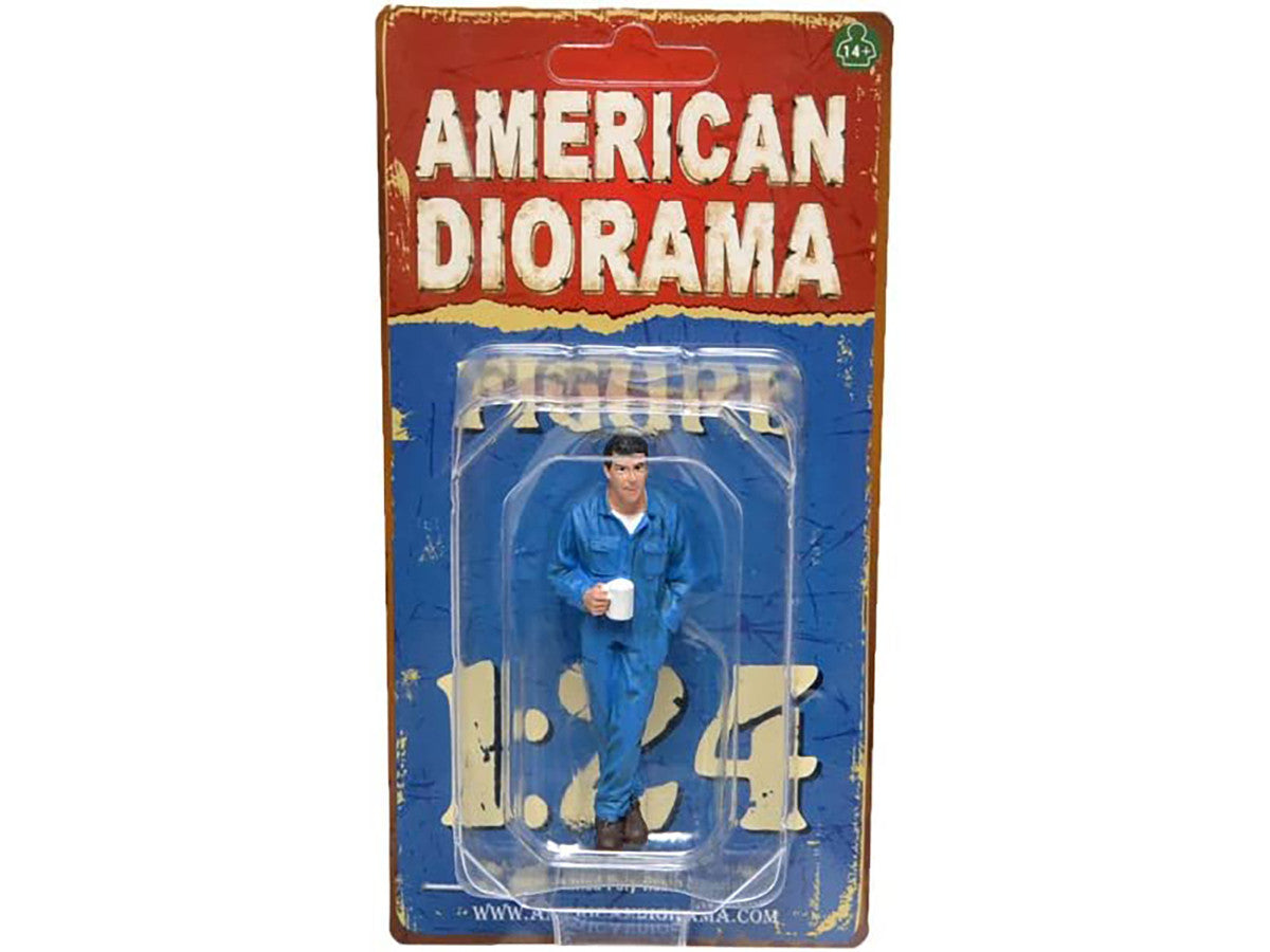 Mechanic Larry Taking Break Figurine for 1/24 Scale Models by American Diorama-2