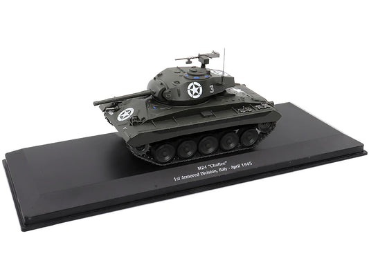 1/43 scale AFVs of WWII M24 Chaffee tank model in U.S. 1st Armored Division Italy April 1945 livery.