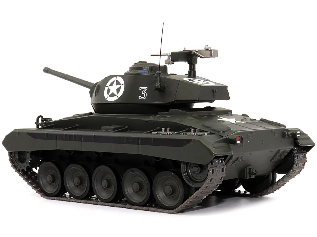 1/43 scale AFVs of WWII M24 Chaffee tank model representing U.S. 1st Armored Division in Italy, April 1945.