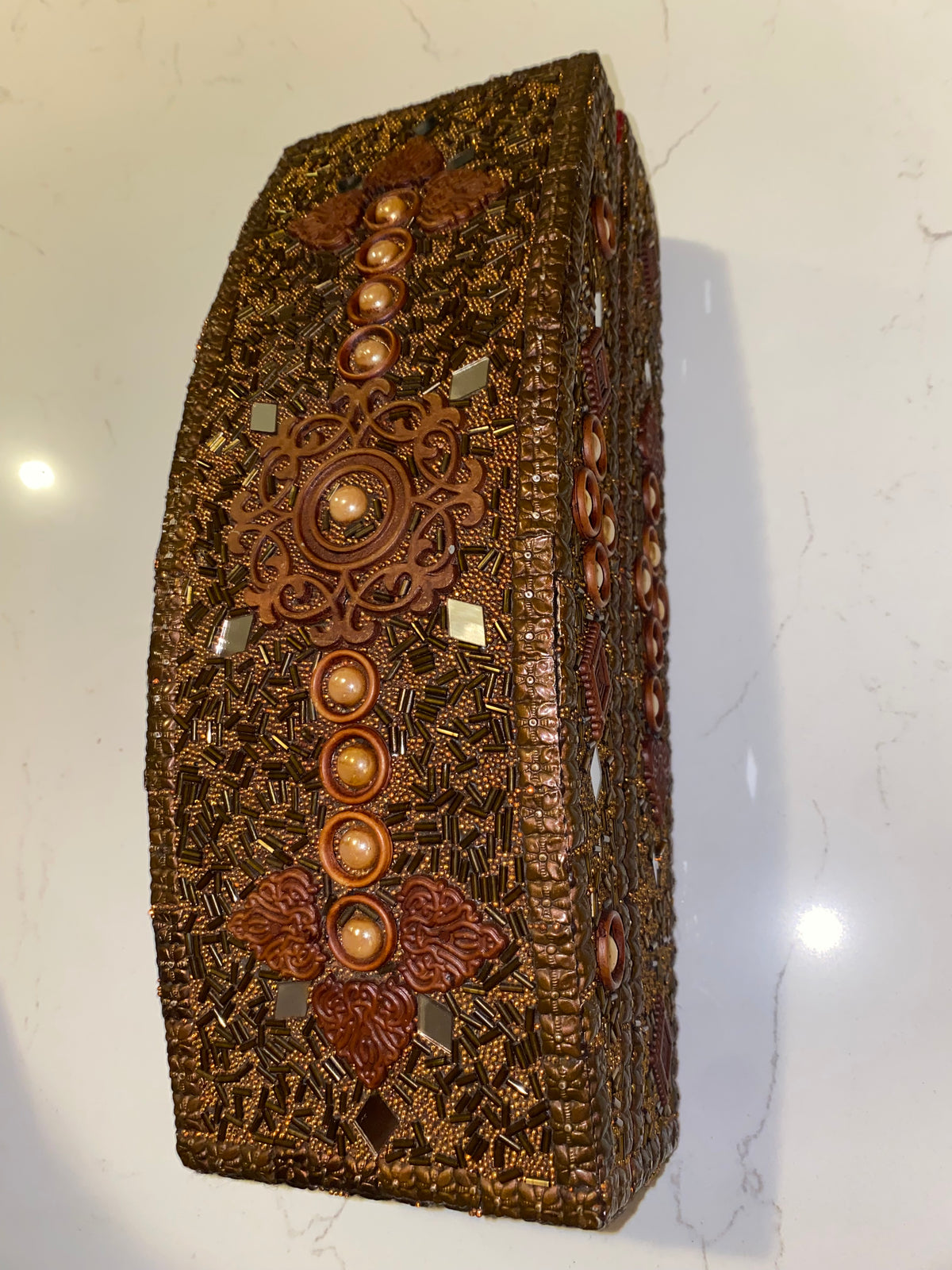 Vintage handmade jewelry chest by American Smart, featuring classic design and multiple compartments for jewelry storage.