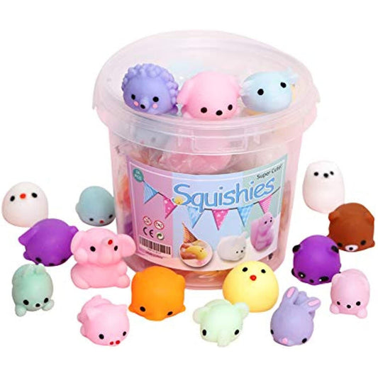 Set of 24 KINGYAO squishy toys in various colorful shapes, perfect as fun party favors for kids, from American Smart.