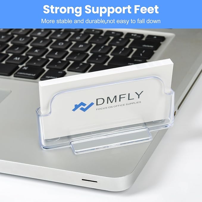 Two clear plastic business card holders for desk display, acrylic stands for office or exhibition booths by American Smart.