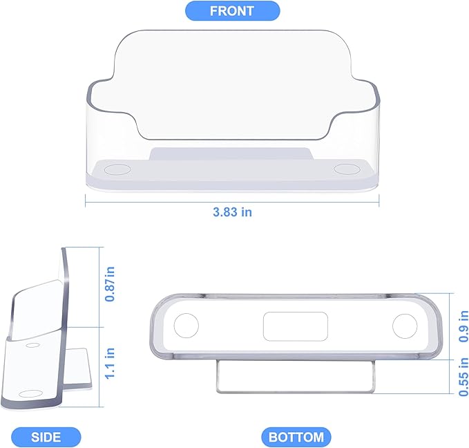 Two clear plastic business card holders on a desk, acrylic display stands for office or exhibition use from American Smart.