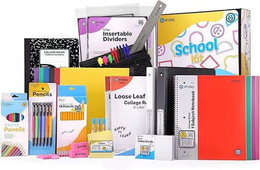 American Smart high school and college supplies kit with 79 premium quality school essentials for kids, including pens, notebooks, and accessories.