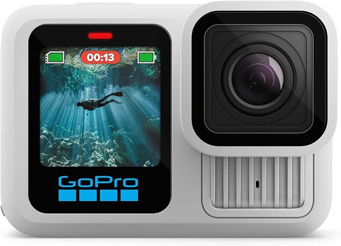 GoPro HERO13 Black waterproof action camera in polar white with 5.3K60 video and 27MP photo, American Smart AM edition.