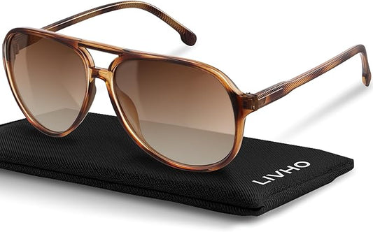 American Smart polarized aviator sunglasses for women and men, oversized retro UV protection shades with trendy design.
