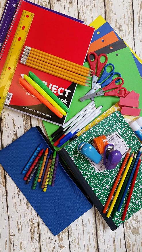 American Smart 45-piece trail maker school supplies kit with folders, notebooks, pencils, pens, and more for grades K-12.