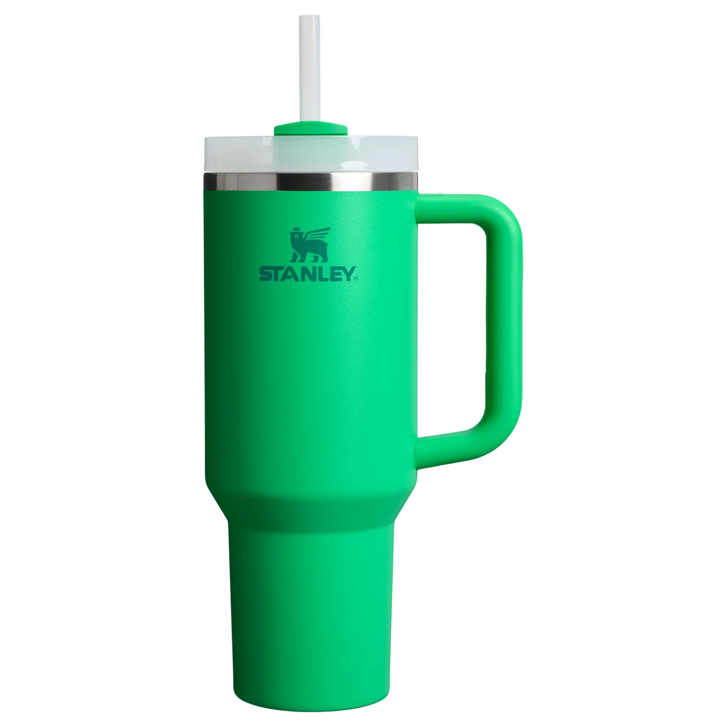 STANLEY Quencher H2.0 FlowState 40 oz stainless steel tumbler in Meadow color with a front view design.