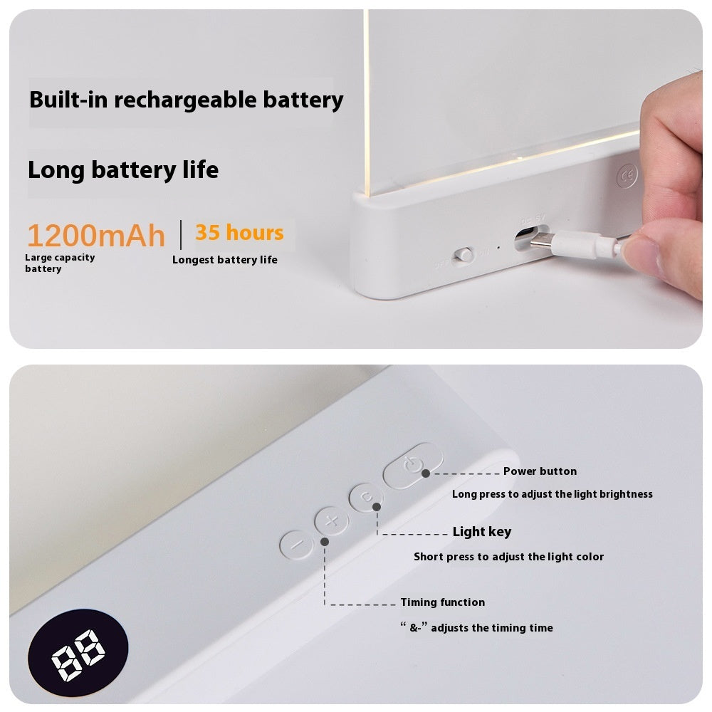American Smart CG rechargeable LED tablet reading light attached to a tablet, providing adjustable bright illumination.