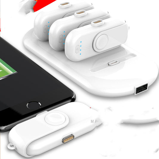 Color: White, style: Optional 3 and 1 head magnetic - Compatible with Apple , Magnetic Mobile Power Emergency Magnetic Power Bank - American Smart