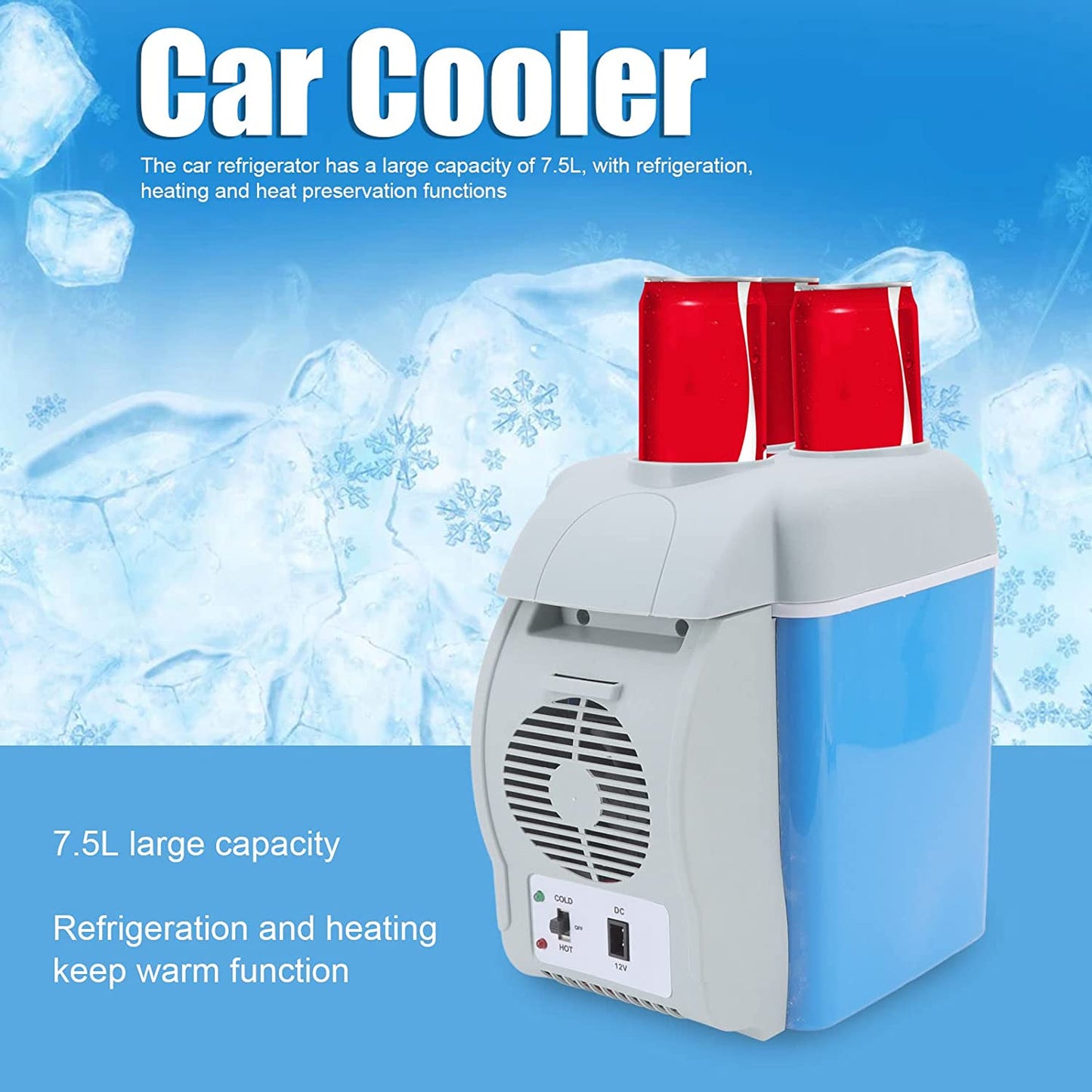 American Smart 7.5L portable car refrigerator and warmer for travel, food and beverage cooling and warming in a compact design