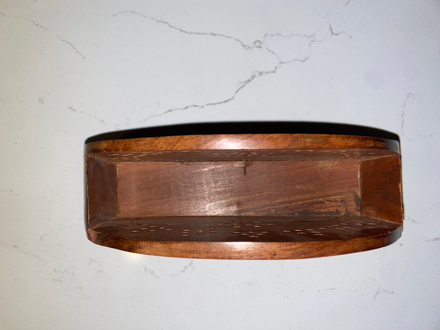 Vintage wooden tissue box holder with brass inlay, American Smart napkin and tissue dispenser, elegant decor accessory