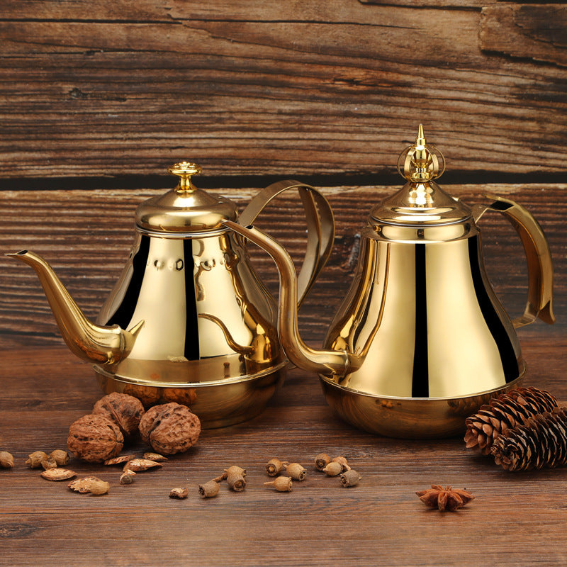 Stainless steel Latin tea pot with tea strainer, coffee pot, induction-compatible kettle, part of American Smart EP teaware set