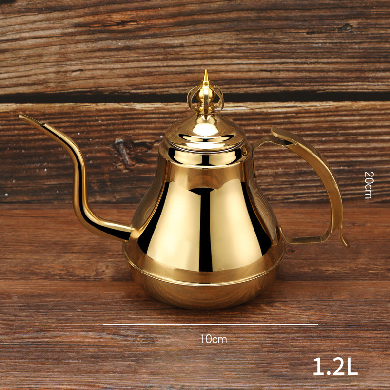 Stainless steel Latin tea pot with tea strainer, suitable for coffee and tea, designed for induction cookers, by American Smart EP.