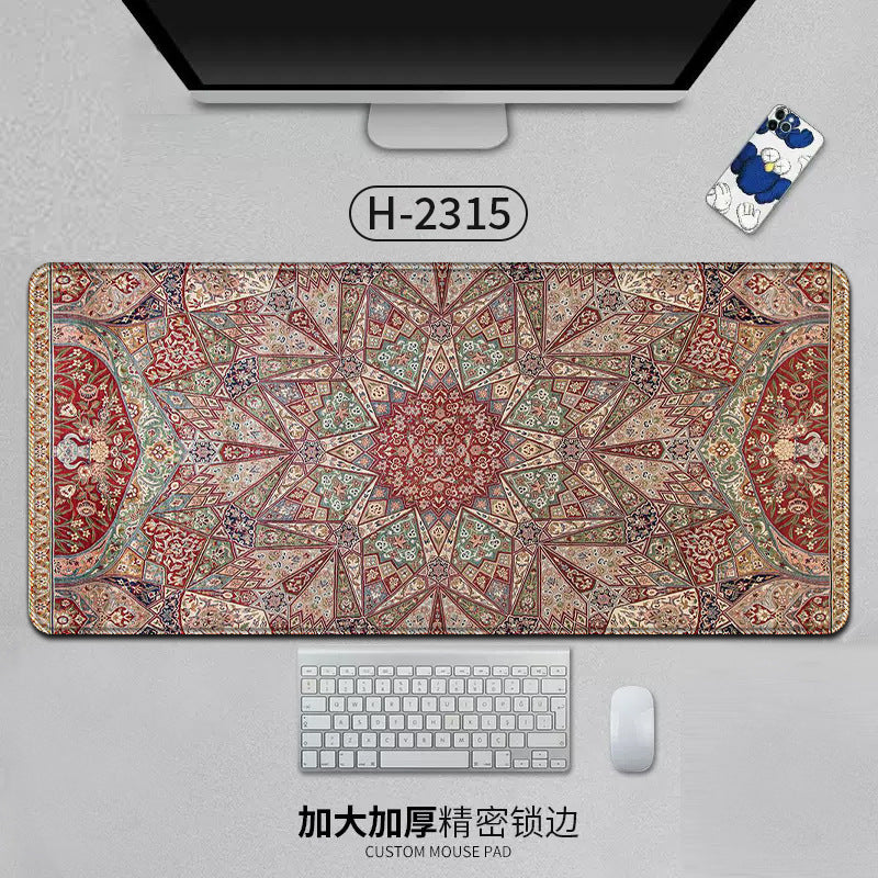 Large Persian-style office mouse pad with natural rubber backing, anti-slip desk mat, suitable for laptops, office, and gaming.