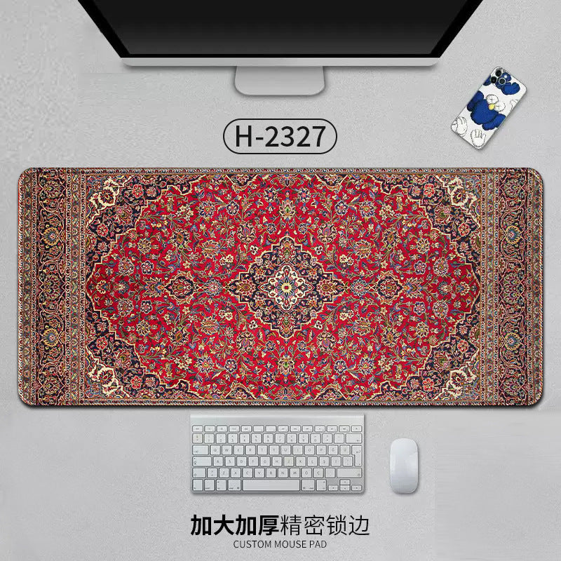 Large Persian-style mouse pad with natural rubber backing, anti-slip desk mat for office, gaming, and laptop use.