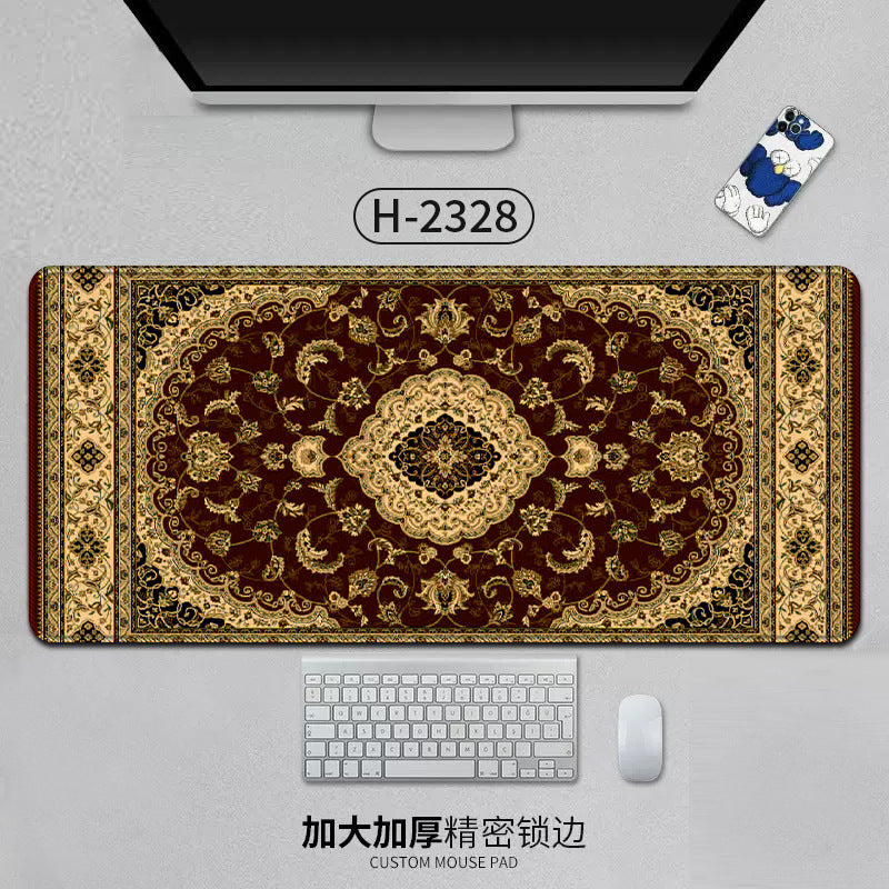 Large Persian-style mouse pad with natural rubber backing, anti-slip desk mat for office and gaming, featuring intricate Persian design.