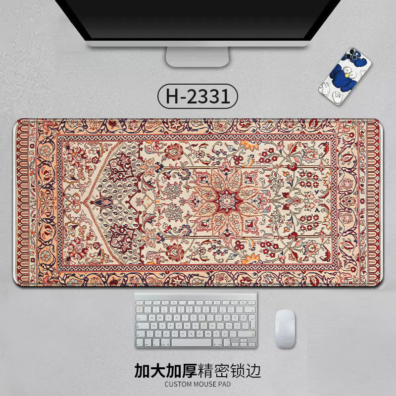 Large Persian-style mouse pad with natural rubber backing, anti-slip desk mat for office and gaming, featuring intricate Persian design.