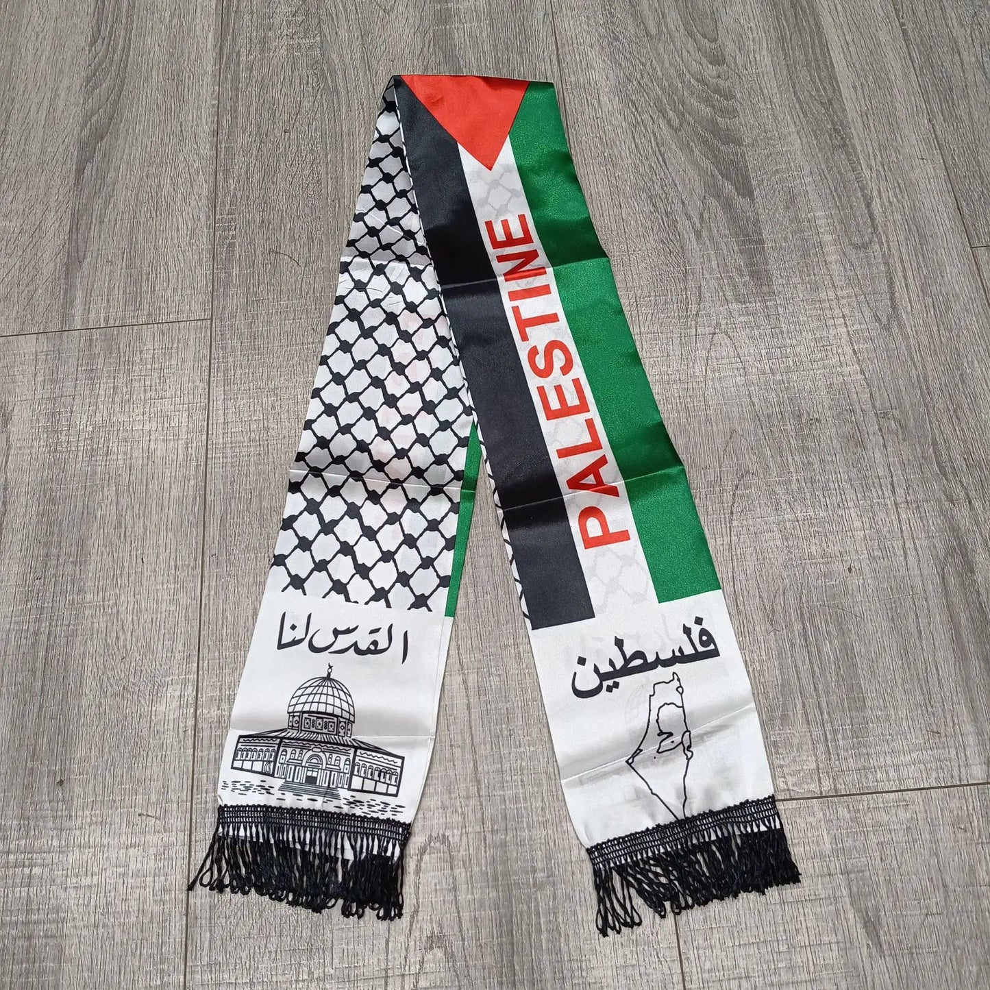 Aerlxemrbrae Palestine flag Custom Scarf palestine national day 14*130cm Scarf Printing Satin Palestinian Flag Scarf - American Smart