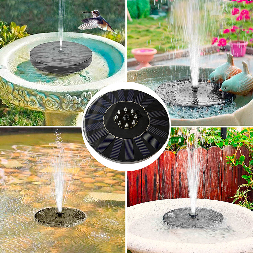 Outdoor solar fountain by American Smart EP with flowing water, LED lights, bird bath feature, ideal for garden pond or pool decoration