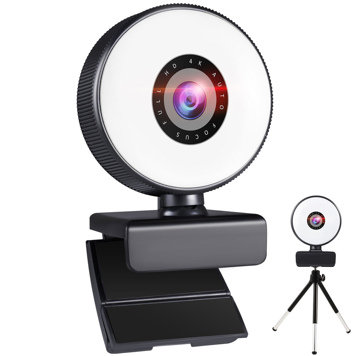 American Smart EP 4K autofocus webcam with 1080p HD streaming, built-in fill light, touch controls, USB connection for live video.