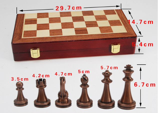 Chess deluxe gift box metal bronze folding board game chess gifts - American Smart
