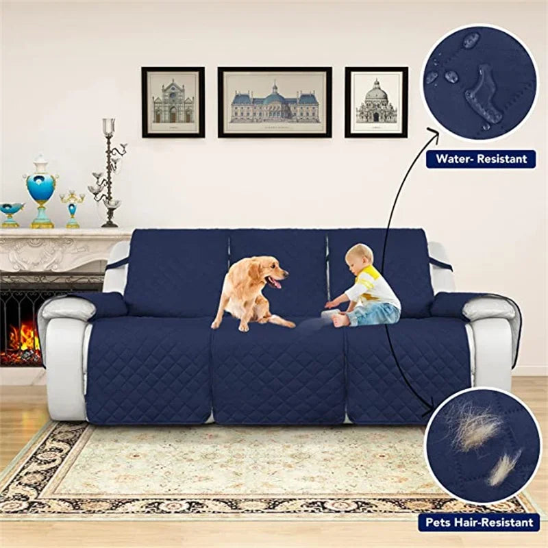 Water repellent 3-seater recliner sofa cover by American Smart, protects pet and kid sofa armchair from spills and dirt.