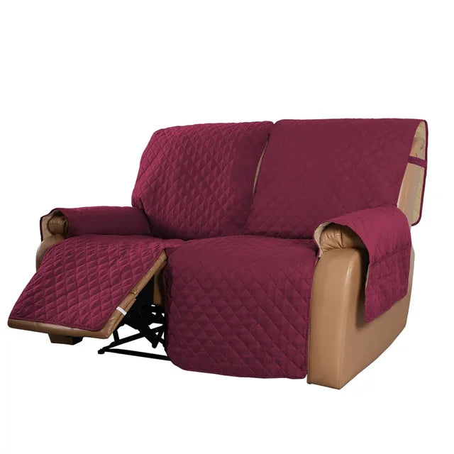American Smart EP water-repellent recliner sofa cover on a lazy boy armchair, protecting against pets and spills, in beige fabric.