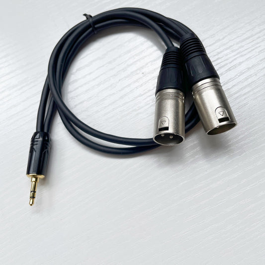 American Smart EP 3.5mm to dual XLR audio cable with three-core connectors for professional audio equipment.