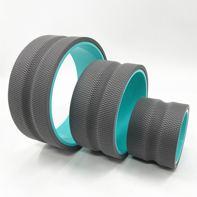 Set of three American Smart EVA yoga wheels and massage sticks for Pilates, back bends, and abdominal exercises.