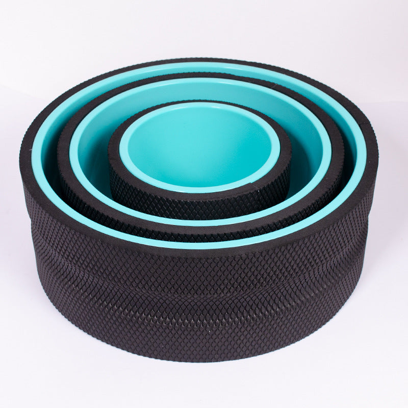 Set of three EVA yoga wheels and massage sticks for Pilates, back bends, and abdominal exercises by American Smart - EP.
