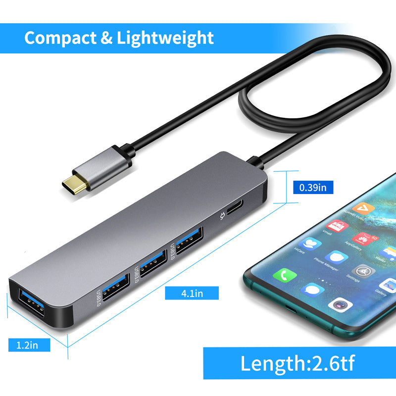 Type-C USB hub with multiple USB 3.0 ports connected to a mouse, featuring a PD 100W power delivery from American Smart - EP