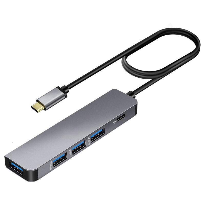 Type-C USB hub with multiple ports, including USB 3.0 and PD 100W charging, connected to a mouse, by American Smart.