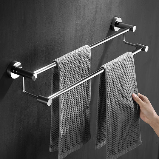American Smart 304 stainless steel double pole towel rack for bathrooms, non-perforated household towel hanging rack.