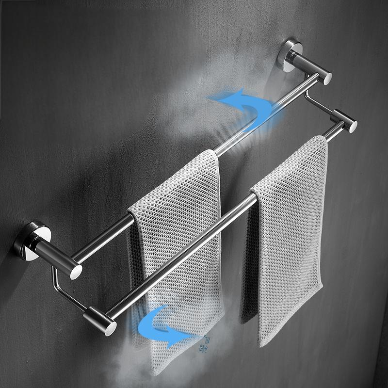 American Smart EP 304 stainless steel bathroom towel rack with double poles, non-perforated design for household towel organization