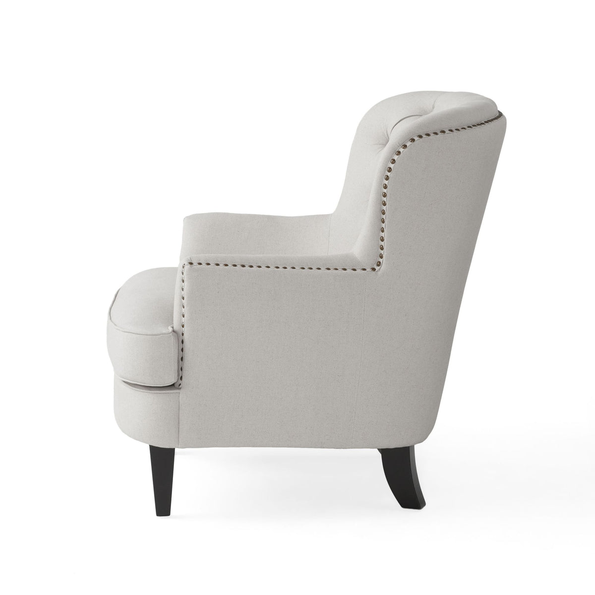 Modern light grey fabric club chair with matching cushioned ottoman, stylish armchair and ottoman set by American Smart EP