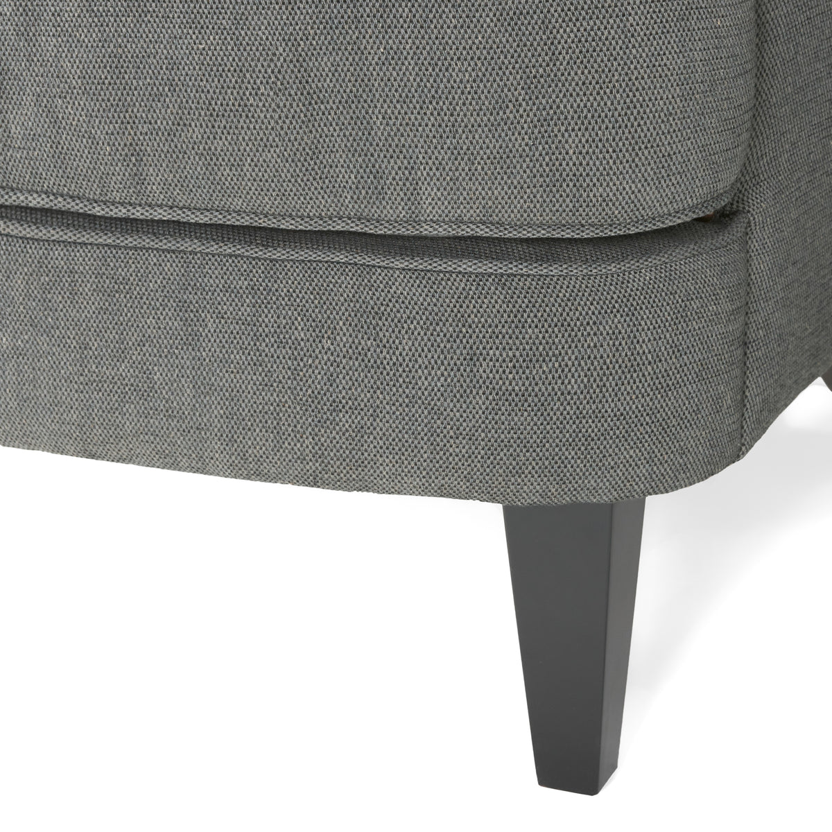Modern grey fabric club chair and ottoman set with cushioned armchair and matching ottoman, stylish and comfortable seating by American Smart.