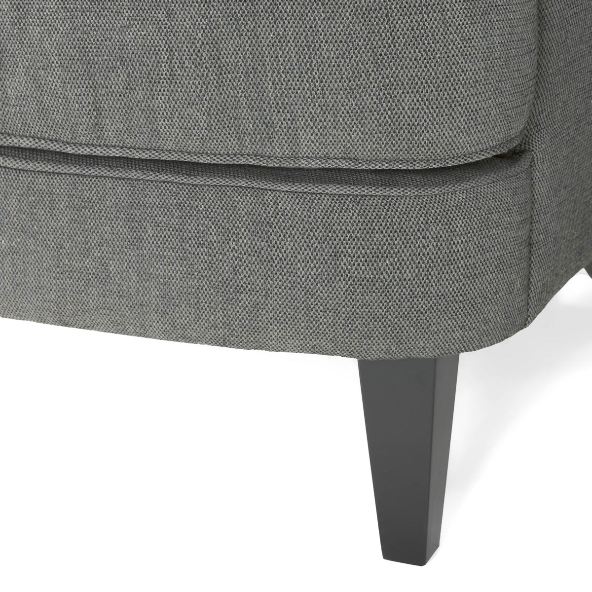 Modern grey fabric club chair with matching ottoman, stylish cushioned armchair and ottoman set by American Smart EP.